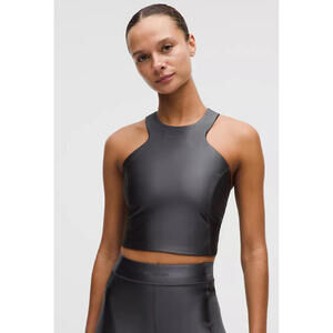 Lululemon Satin Shine Tank Top Medium Support, B/C Cup Wordmark Size 6 Coal